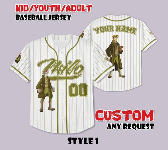 Discover Custom Milo James Thatch Baseball Jersey, Atlantis Shirt, Personalized Milo James Thatch Jersey, Atlantis The Lost Empire Gift for Fans
