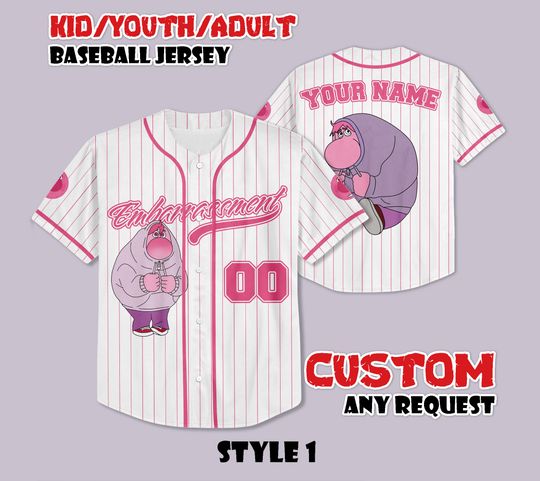 Discover Custom Embarrassment Inside Out Baseball, Disney Cartoon Pixar T-Shirt, Personalized Embarrassment Jersey, Gift for Disney Fans