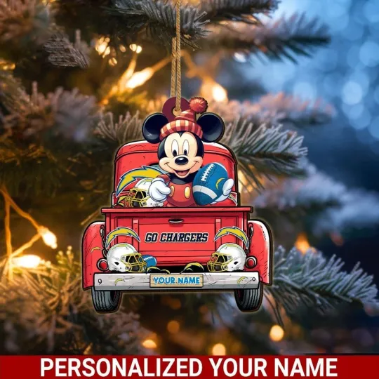 Discover Personalized Los Angeles Football Team Chargers Christmas Ornament Gift Decor
