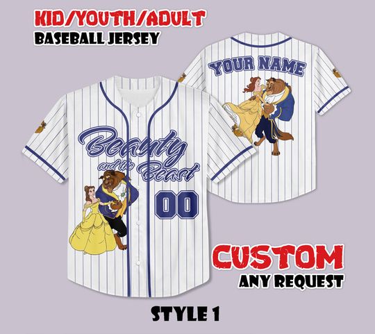 Discover Custom Beauty and the Beast Baseball Jersey, Disney Princess Jersey, Beauty Princess Basketball Jersey, Disney Gift for Fans, Birthday Gifts