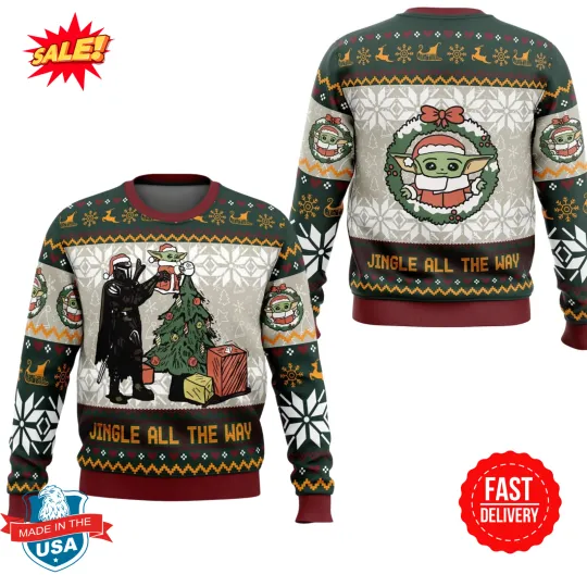 Jingle All The Way Mandalorian Star Wars Ugly Christmas Sweater