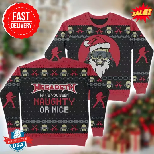 Megadeth Have You Been Naughty Or Nice 2024 Ugly Christmas Sweater