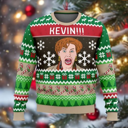 Home Alone Kevin Meme Christmas Sweater, Funny Holiday Jumper, Family Xmas Sweatshirt