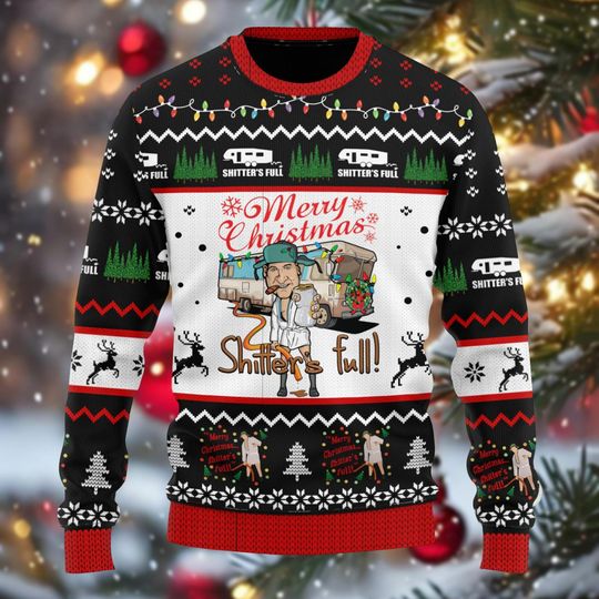 Shitters Full Merry Christmas Ugly Sweater, National Lampoon Xmas Sweatshirt, Christmas Vacation Movie Shirt