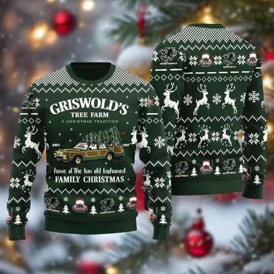 Griswold Tree Farm Christmas Ugly Sweater, Clark Griswold Holiday Sweater for Men and Women
