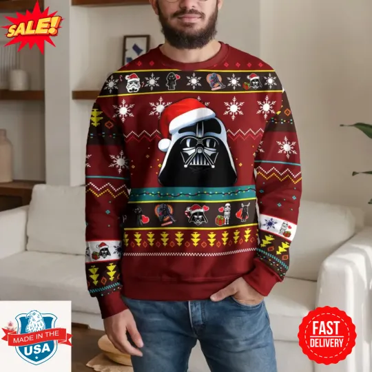 Discover Darth Va-der Ugly Xmas Sweater, Darth Va-der All Over Print Sweater