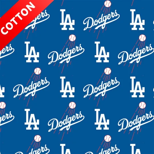 Discover Los Angeles Dodgers MLB Cotton Fabric - 58" Wide - Sold by The Yard & Bolt