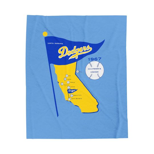 Discover 1967 Vintage Santa Barbara Baseball - California League - Velveteen Plush Blanket