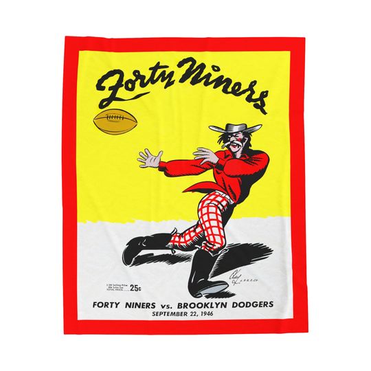1946 Vintage San Francisco 49ers - Brooklyn Dodgers Football Program Cover - Velveteen Plush Blanket