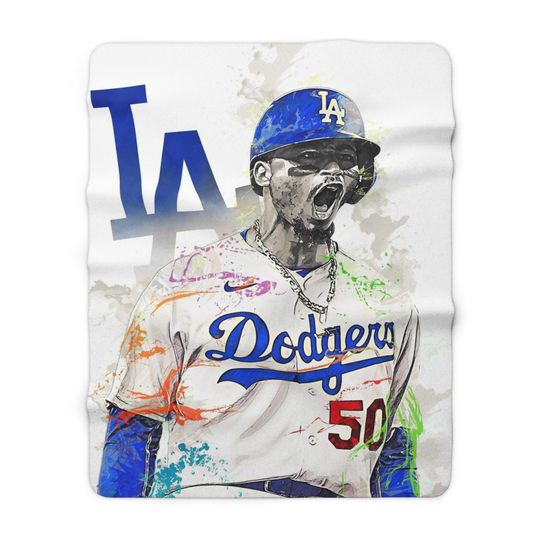 Mookie Betts Sherpa Fleece Blanket | Gifts for LA Dodgers Fans | Gifts for Dodgers Fans | Gifts for Him | Gifts For Her