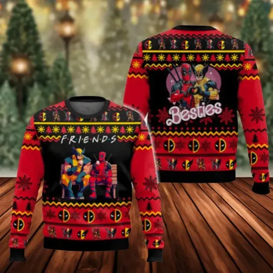 Discover BG Deadpool X Wolverine Ugly Christmas Sweater, Superhero Ugly Christmas Shirt,