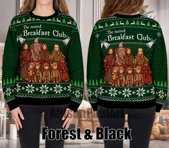 Discover The Second Breakfast Club Falllout Ugly Sweater, LOTR Knitted Christmas Ugly Swea