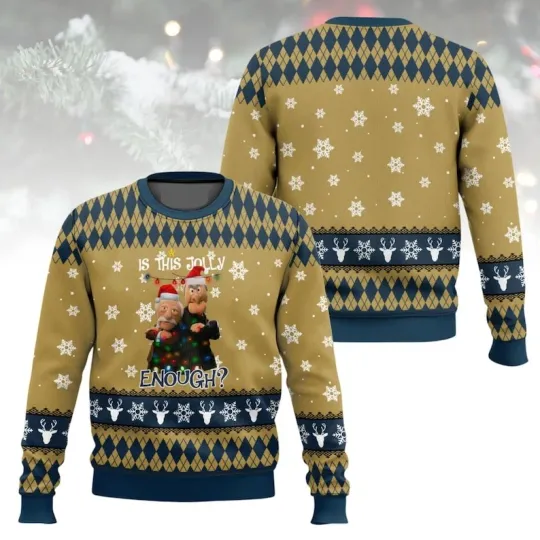 The Muppets Show Ugly Christmas Sweater, Statler Waldorf The Muppet Sweater For
