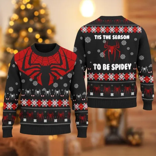 Discover Disney Spiderman Christmas Ugly Sweater, Superhero Christmas Sweatshirt