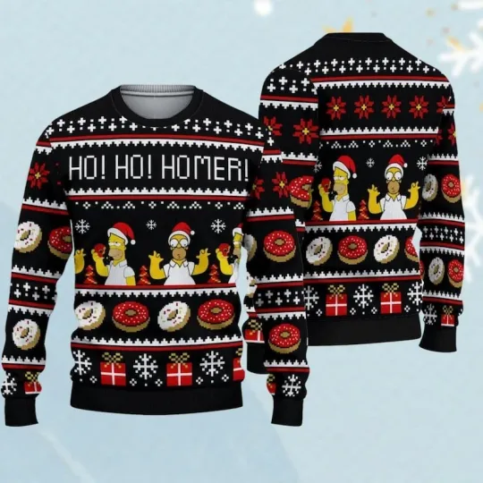 Discover Simpsons Homer Ugly Christmas Sweater, Ho Ho Homer Sweater, Cartoon Movie Xmas