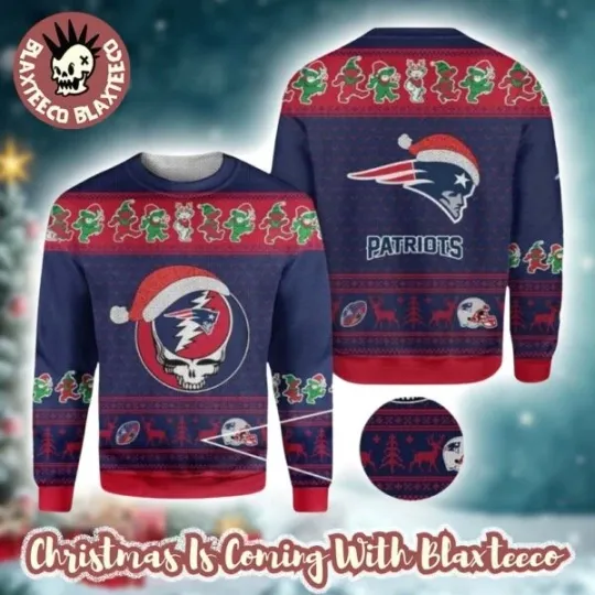 Grateful Dead X football England Patriots Stealie Logo Ugly Christmas Sweater
