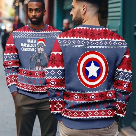 Have A Marvelous Christmas, Captain America Ugly Sweater
