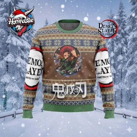 Discover demon tanjiror Premium Ugly Christmas Sweater Kimetsu no Yaiba Merch Ugly