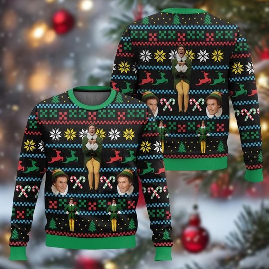 Discover Buddy Hobbs Elf Christmas Ugly Sweater, Funny Elf Sweater, Fun Movie Holiday Sweater, Buddy Elf Sweaters For Women Men Kids, Xmas Ideas