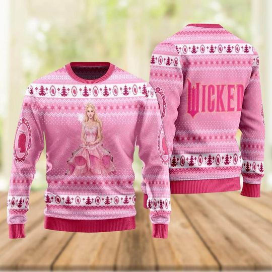 Glinda Christmas Ugly Sweater, Wicked Movie Shirt, Wicked For Good Shirt, Defy Gravity Broomstick Magic Wand Shirt, Wizard Movie Fans