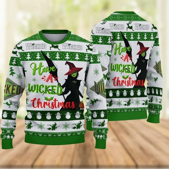 Wicked Broadway Ugly Christmas Sweater, Wicked Movie Sweater, Elphaba And Glinda Sweater, Musical Defying Gravity Shirt,Shiz University