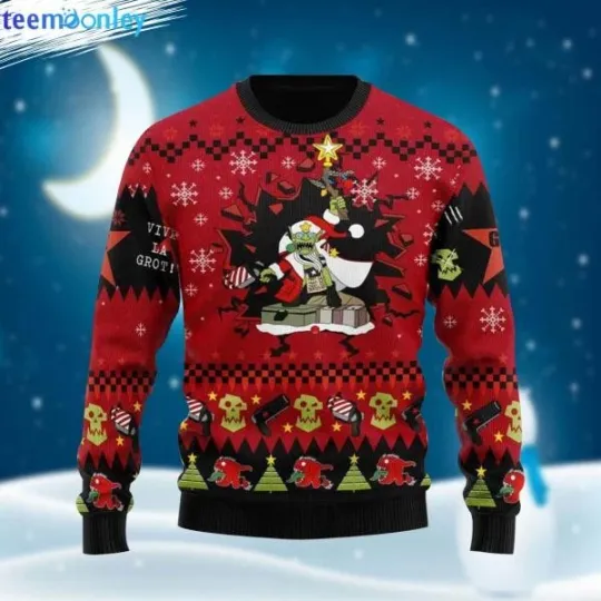 Armed And Dangerous Red Gobbo Iconic Ugly Christmas Sweater