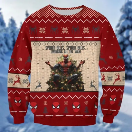 Discover Spider Man Christmas Ugly Sweater, Superhero Xmas Sweatshirt, Marvel Movie Merry