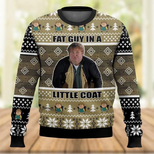 Discover Chris Farley Fat Guy In A Little Coat Ugly Christmas Sweater, Tommy Boy Xmas Sweater, Chris Farley Holiday Sweater, Winter Sweater