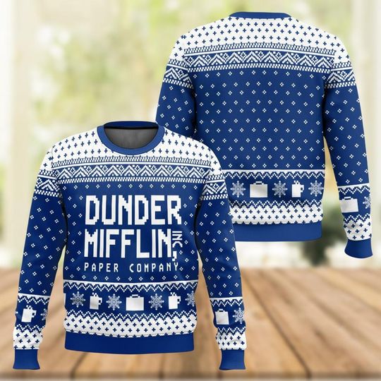 The Office Dunder Mifflin Happy Holidays Sweater, The Office Ugly Christmas Sweater, Michael Scott Ugly Xmas Sweater, Christmas Sweater