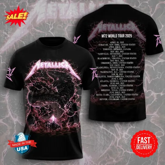 Discover Metalica 2025 Band Tee 3D All Over Print Rock Heavy Metal Shirt, Gift For Fan