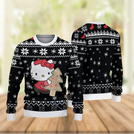 Hello Kitty Christmas Ugly Sweater, Cartoon Sweater, Xmas Holiday Gift, Sweater For Women Kid, Merry Christmas Shirt, Gift For Her