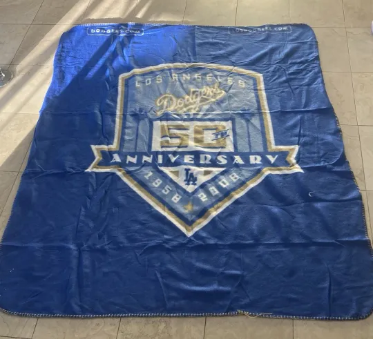 Discover Los Angeles Dodgers MLB Lightweight Blanket 5x4ft 50th Anniversary 1958-2008