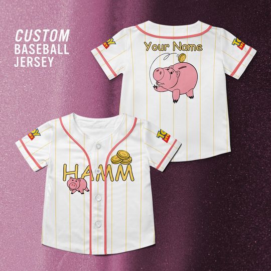 Discover Toy Story Hamm Customized Baseball Jersey, Disney Toy Story Movie Shirt, Hamm the Pig Toy Story Disney Trip Shirt.