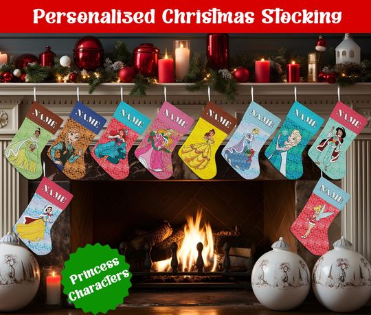 Discover Personalized Cartoon Christmas Stocking, Custom Name Christmas Stockings, Christmas Stocking, Home Decoration, Xmas Stocking, Christmas Gift