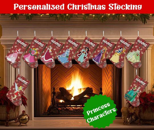 Discover Personalized Cartoon Christmas Stocking, Custom Name Christmas Stockings, Christmas Stocking, Home Decoration, Xmas Stocking, Christmas Gift