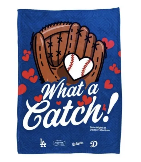 Discover Dodgers “What A Catch” Blanket **Great Date Night Gift** BRAND NEW IN BAG