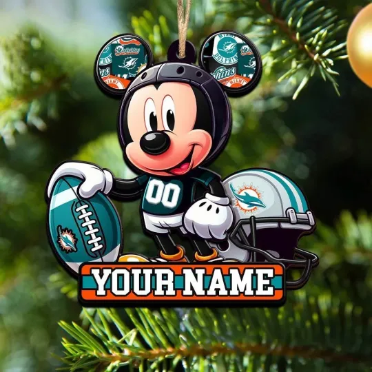 Discover Personalized Miami Football Team Dolphins Christmas Ornament Gift Decor