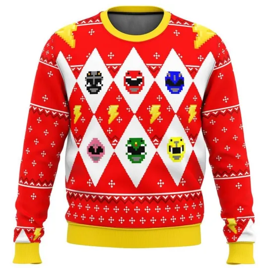 Power Rangers Mighty Morphin Sweater, Costume Ugly Christmas Sweater