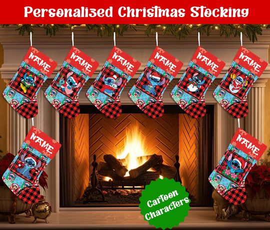 Discover Personalized Name Christmas Stockings, Custom Cartoon Christmas Stocking, Christmas Stocking, Home Decoration, Xmas Stocking, Christmas Gift