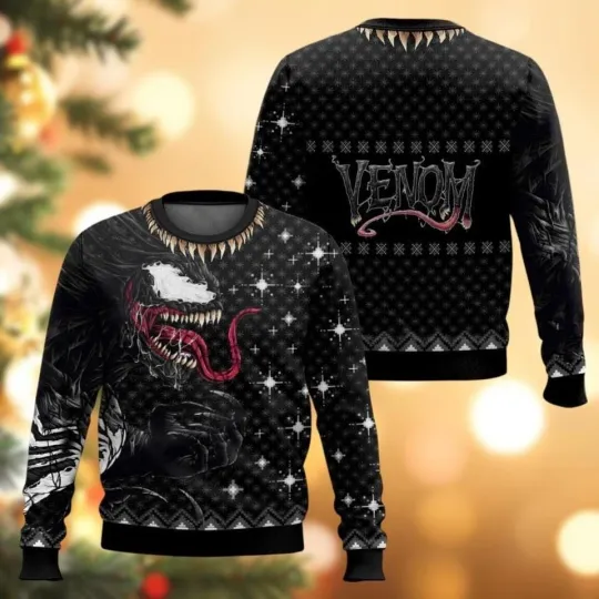 Venom Ugly Sweater, Superhero Christmas Sweater, Movie Sweaters For Men Women