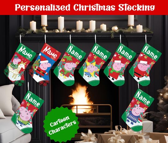 Discover Personalized Name Christmas Stockings, Custom Cartoon Christmas Stocking, Christmas Stocking, Home Decoration, Xmas Stocking, Christmas Gift
