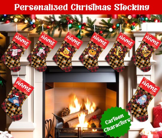 Discover Personalized Name Christmas Stockings, Custom Cartoon Christmas Stocking, Christmas Stocking, Home Decoration, Xmas Stocking, Christmas Gift