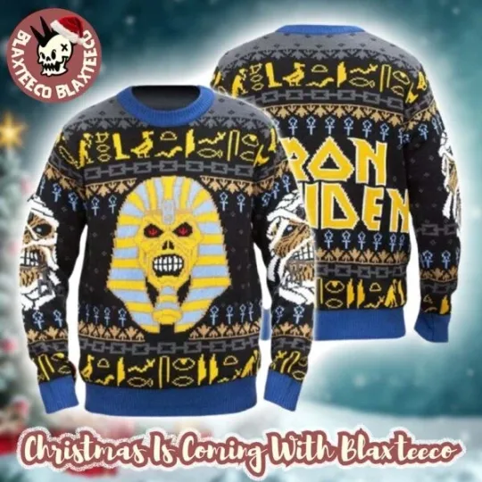 Discover Iron Maiden Pharaoh Eddie And The Mummy Powerslave Album Ugly Christmas Sweater