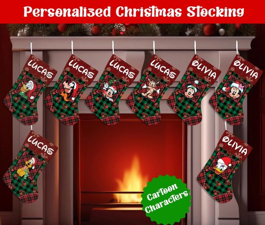 Discover Personalized Name Christmas Stockings, Custom Cartoon Christmas Stocking, Christmas Stocking, Home Decoration, Xmas Stocking, Christmas Gift