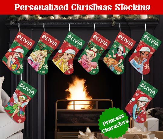 Discover Custom Name Christmas Stocking, Personalized Princess Christmas Stocking, Christmas Stocking, Home Decoration, Xmas Stocking, Christmas Gift