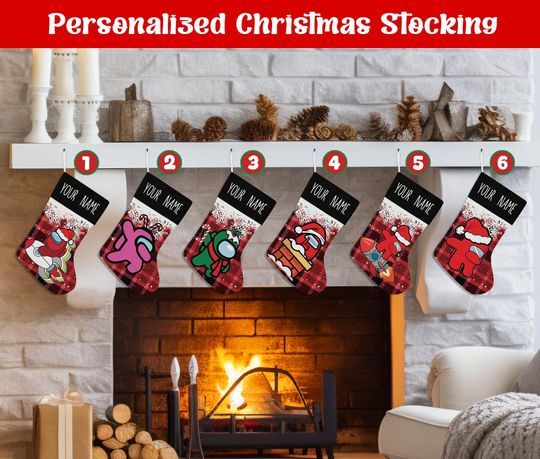Discover Personalized Name Christmas Stockings, Custom Cartoon Christmas Stocking, Christmas Stocking, Home Decoration, Xmas Stocking, Christmas Gift