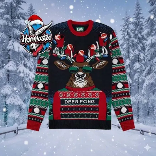 Discover Deer Pong Interactive Ugly Christmas Sweater