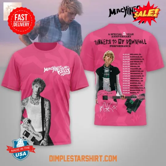 Discover Machine Gun Kelly 5 Years Anniversary Tickets To My Downfall 3D Shirt