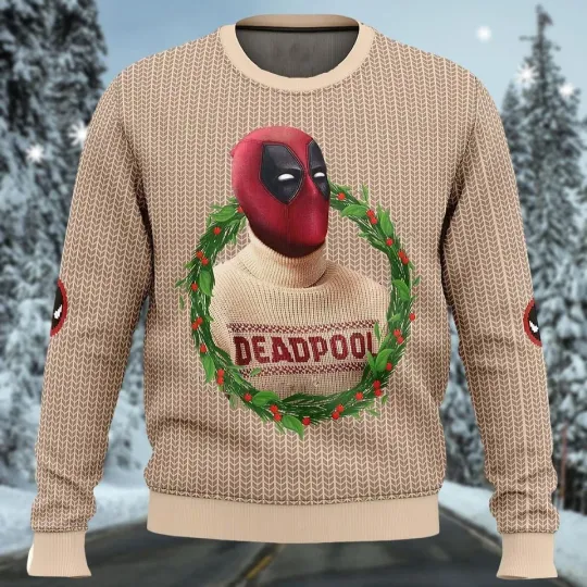 Deadpool Ugly Christmas Sweater, Superhero Sweater, Hero Santa Hat Shirt