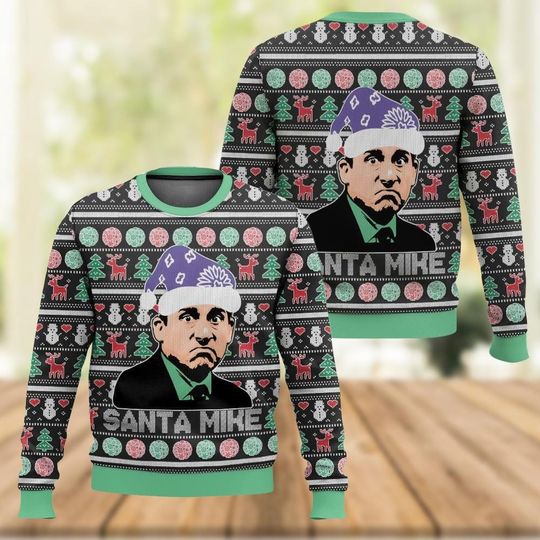 Discover Santa Mike Christmas Sweater, The Office Michael Scott Xmas Sweater, Tv Show Holiday Sweater Shirt, Movie Sweater Family,Christmas Gift